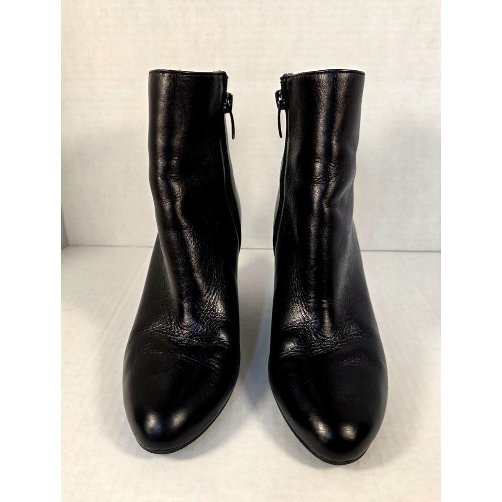 Via Spiga Black Leather Wedge Ankle Boots Size US6M/Euro36 Booties Zip Italian - Picture 3 of 7